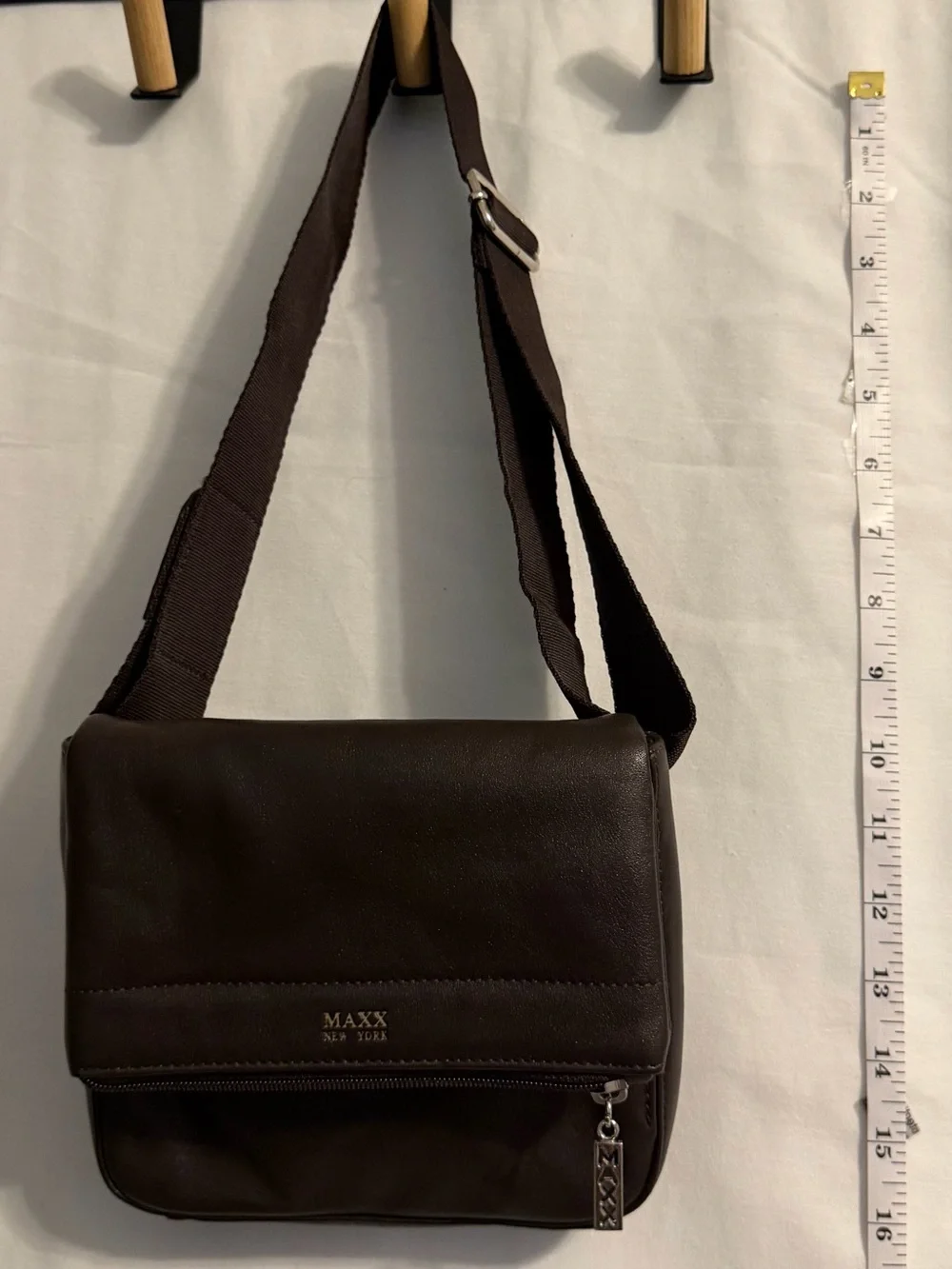 Maxx New York Dark Brown Leather Messenger Bag